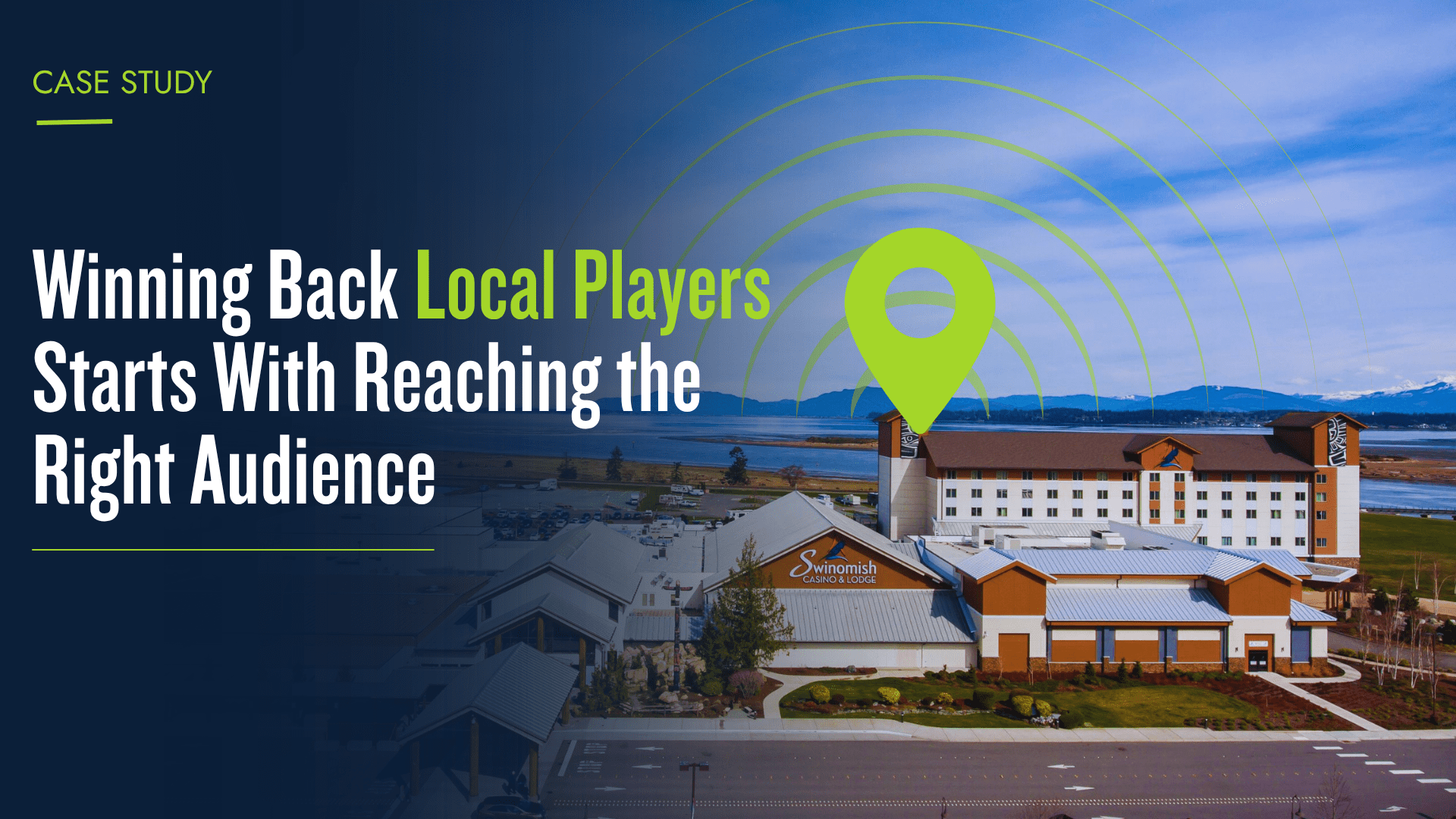 Swinomish Casino & Lodge in Anacortes, Washington, with location targeting graphics representing a local casino marketing strategy.
